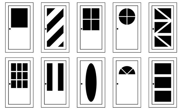 Ilustración de diferentes puertas aisladas en blanco
 - Vector, Imagen