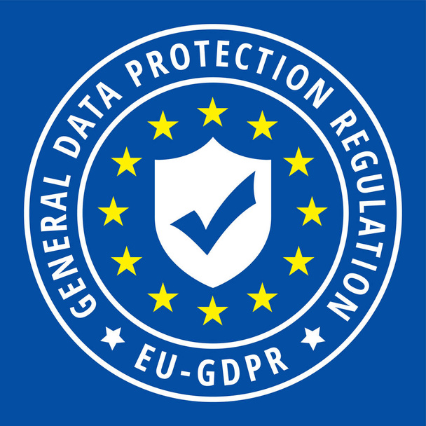 vector illustration design of EU-GDPR flat label with general data protection regulation text und shield  - Vector, Image