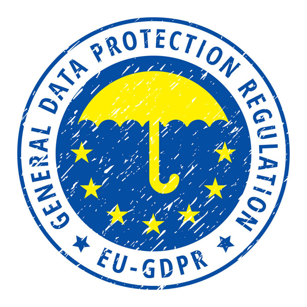 disegno illustrativo vettoriale dell'etichetta piatta UE-GDPR con regolamento generale sulla protezione dei dati testo e ombrello
 - Vettoriali, immagini