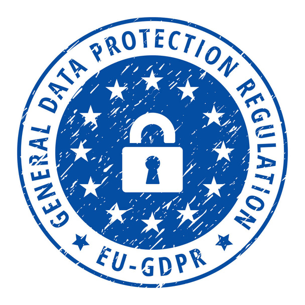 vector illustratie ontwerp van Eu-Gdpr plat label met algemene gegevens bescherming verordening tekst en padlock teken  - Vector, afbeelding