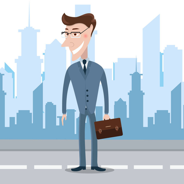 Man in een pak. Zakenman met werkmap. Business, succes concept. Vectorillustratie - Vector, afbeelding
