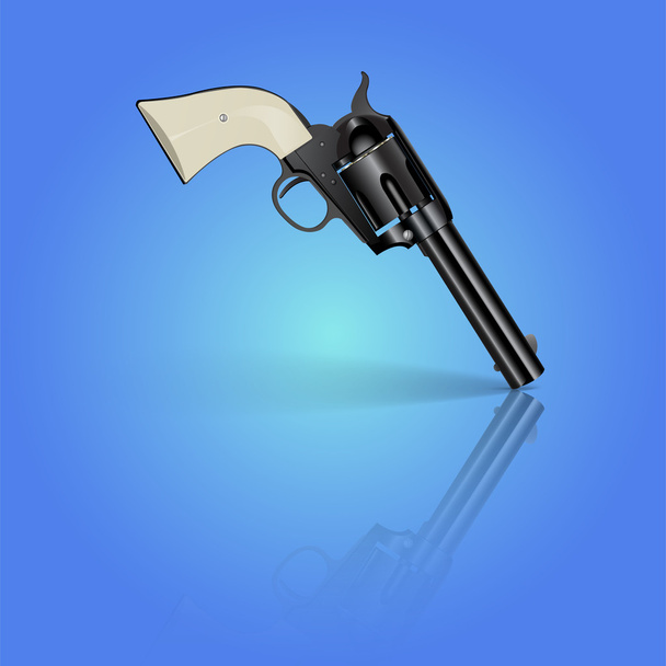 Revolver on blue background. Vector illustration. - Vector, Image