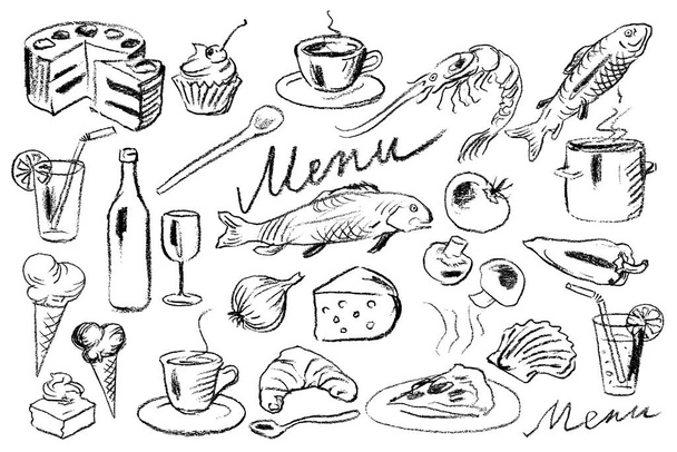 hand getekende menu doodles - Vector, afbeelding