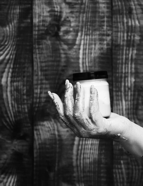 female hand holding jar - Foto, immagini