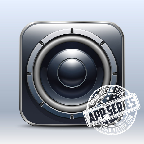 オーディオ スピーカー アイコン。アプリ シリーズ - ベクター画像