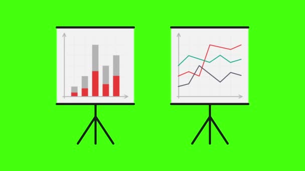 フリップ チャート グラフです。2 つのオプションのグラフ。アルファ チャネル。緑の背景。アニメーション ・ ビデオ. - 映像、動画