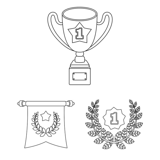 Awards and trophies outline icons in set collection for design.Reward and achievement vector symbol stock web illustration. - Vector, Image