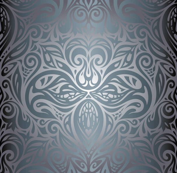 Silver Floral shiny decorative vintage wallpaper Background - Vetor, Imagem