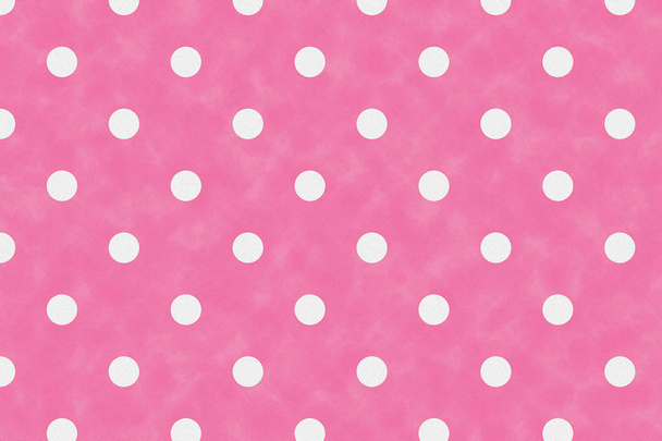 White circle polka dot pattern on pink pale paper background for wrapping paper design - Foto, Bild