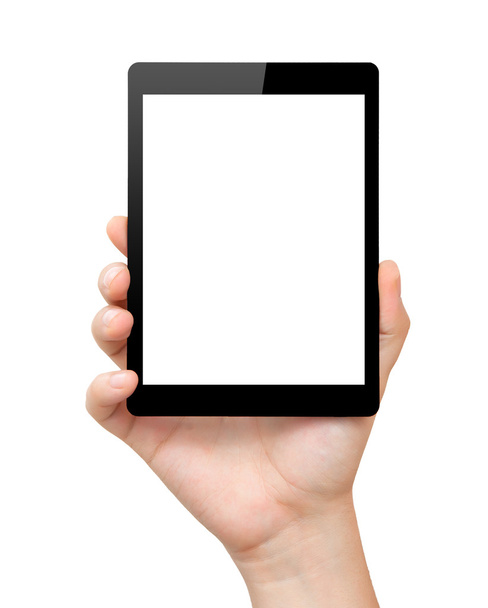 woman hand hold a tablet with isolated screen - Fotoğraf, Görsel
