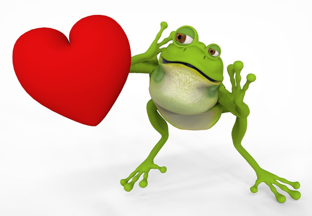 βάτραχος με την καρδιά στο χέρι - Φωτογραφία, εικόνα