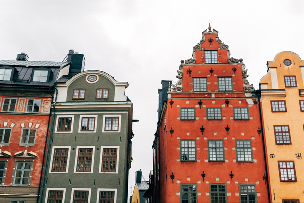 urban scene with beautiful colorful buildings in old town of Stockholm, Sweden - Photo, Image