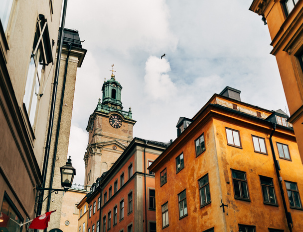 városi táj-val szép színes épületek a régi város Stockholm, Svédország - Fotó, kép