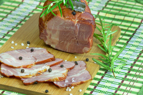 Homemade scented ham on the board. - Photo, Image