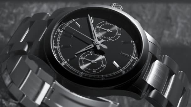 Nahaufnahme von Luxusuhr. schöne mechanische Uhr aus Edelstahl. - Filmmaterial, Video