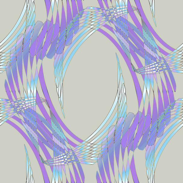 Sfondo geometrico astratto. Modello ovale regolare in tonalità azzurro e viola con elementi bianchi su grigio chiaro, centrato
. - Foto, immagini