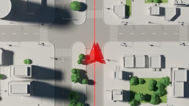 GPS map. Red arrow running forward along a path. - Materiaali, video