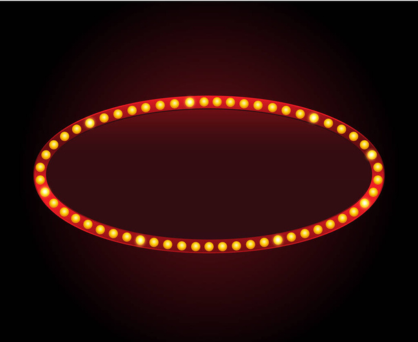 Ορθογώνιο διάνυσμα Θέατρο σημάδι πλαίσιο με φώτα - Διάνυσμα, εικόνα
