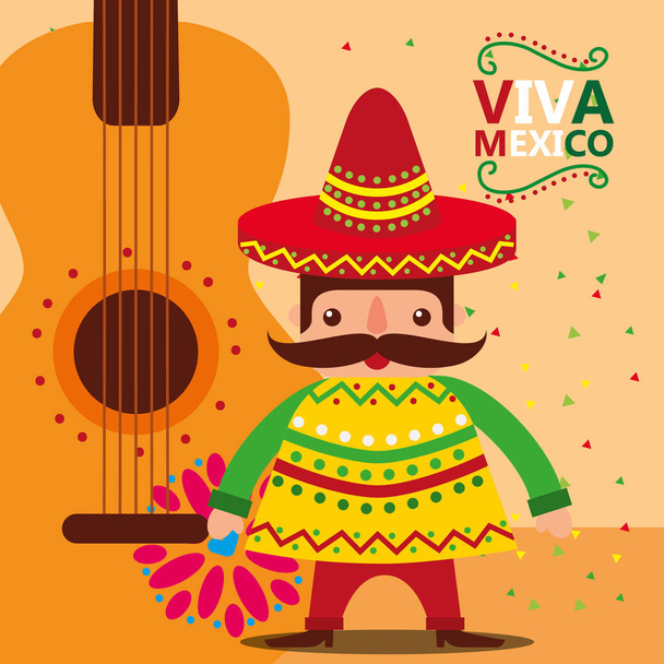viva celebración mexicana - Vector, Imagen