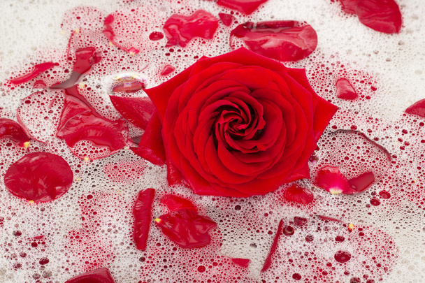 Bath water with rose petals - Fotoğraf, Görsel