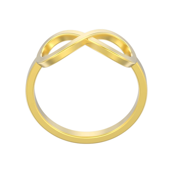 3D-s illusztráció elszigetelt fehér alapon arany egyszerű infinity gyűrű - Fotó, kép
