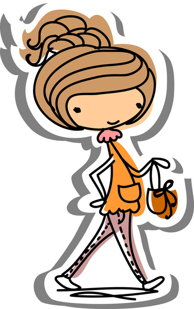 Cartoon fashionable girl - Vector, Image