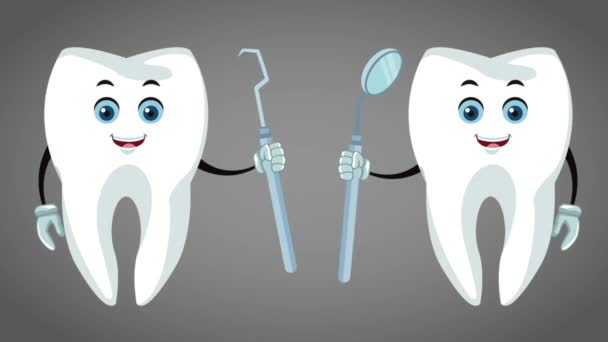 Teeth cartoon and dental hygiene HD animation - Footage, Video
