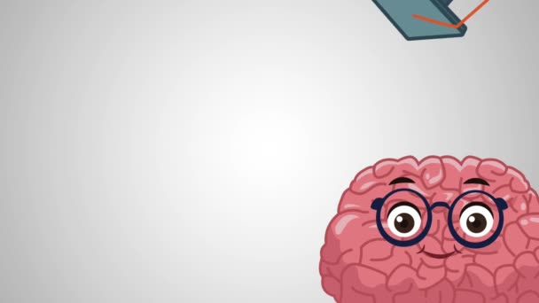 Kreskówka śmieszne i słodkie mózgu Hd animacji - Materiał filmowy, wideo