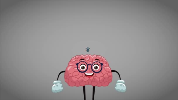 lustig und niedlich Gehirn Cartoon hd Animation - Filmmaterial, Video