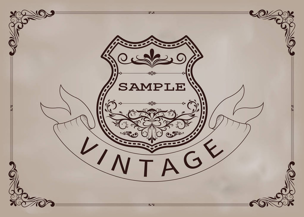 marco vintage con filigrana hermosa y borde decorativo o tarjetas de invitación premium sobre fondo antiguo, ilustración vectorial
 - Vector, imagen