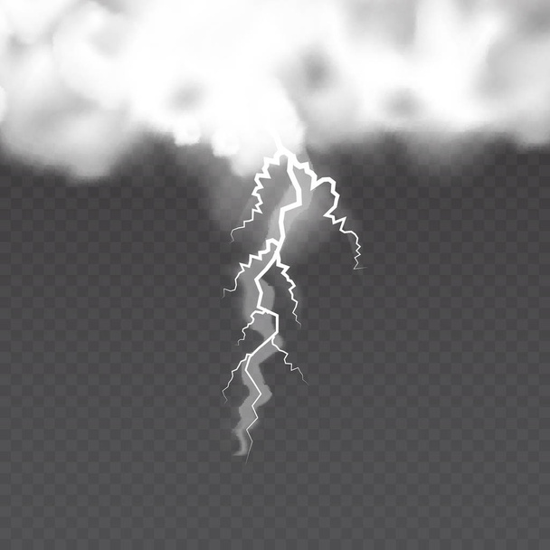  リアルな雲と透明な背景の電光 - ベクター画像