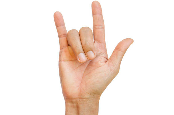 Man hand sign love isolated on white background - Foto, afbeelding