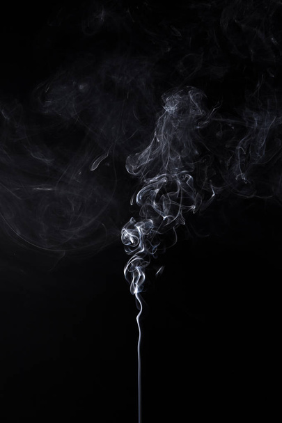 White isolated smoke of smoldering aroma stick - Фото, зображення