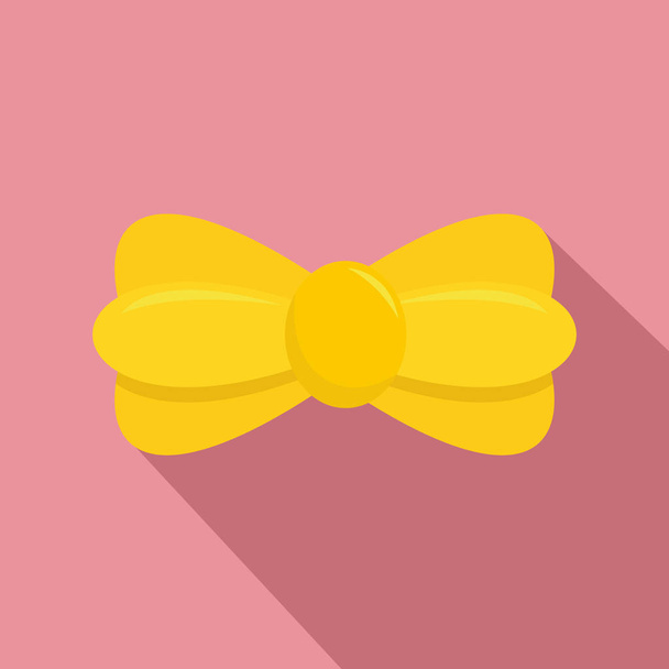 Yellow bow tie icon, flat style - Vektor, obrázek