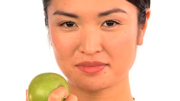 πορτρέτο του ανατολίτικα Γιαπωνέζας αυτοπεποίθηση στην ομορφιά από υγιή διαβίωση - Πλάνα, βίντεο