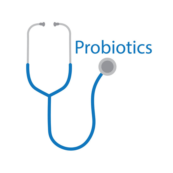 Probiotika Wort und Stethoskop Icon-Vektor Illustration - Vektor, Bild
