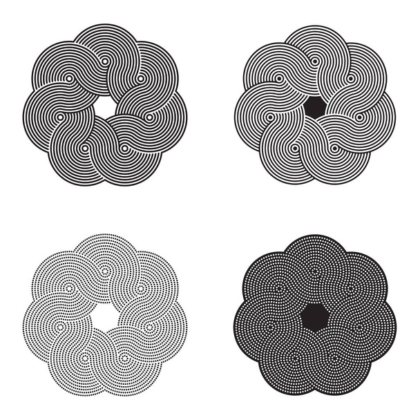 Переплетене коло, переплетений елемент, лінійний дизайн, набір векторних ілюстрацій ізольовані на білому тлі
 - Вектор, зображення