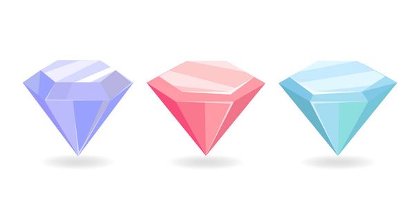 Барвисті дорогоцінні діаманти фіолетовий рожевий синій колір
 - Вектор, зображення