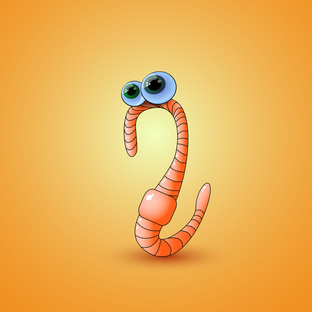 Cartoon earthworm. Vector illustration. - Vector, Image