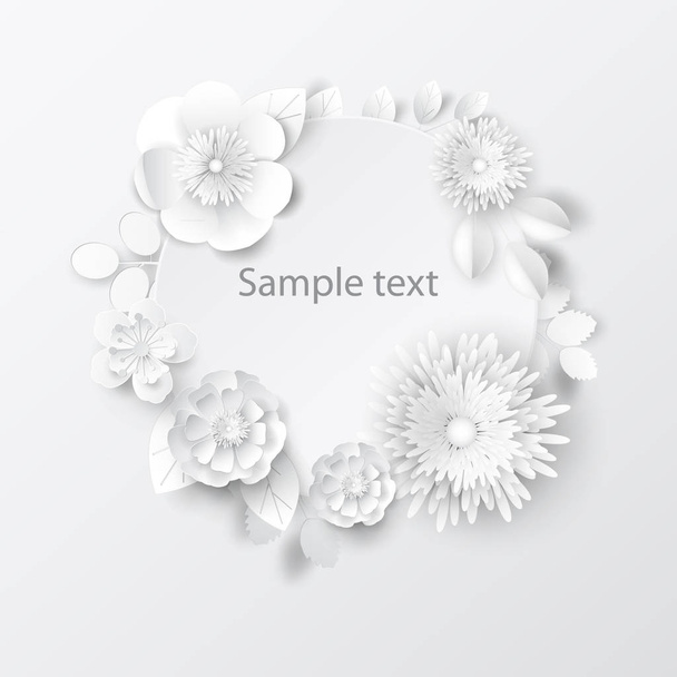 Paper art flowers design for card, brochure, frame, cover. Vector stock. - Foto, afbeelding