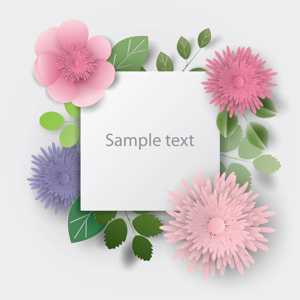 Papírové umění květiny design pro kartu, brožura, rám, kryt. Vektor v UK. - Fotografie, Obrázek