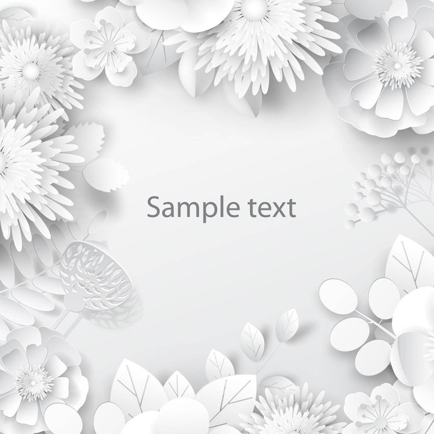 Paper art flowers design for card, brochure, paper, frame. Vector stock. - Φωτογραφία, εικόνα
