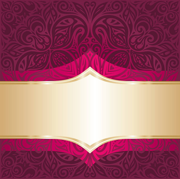 Floral Royal red and gold  luxury vintage invitation design - Вектор,изображение