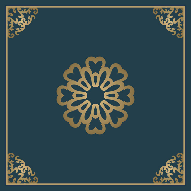 Vintage gold background, vector square ornamental frame with place for text. Can be used for documents, book cover, album, menu, poster, certificate. - Вектор, зображення