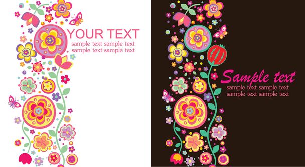 Seamless abstract floral borders - Vector, Image