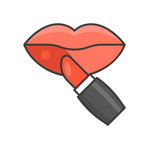 Lipstick on mouth, filled outline icon - Vector, Image