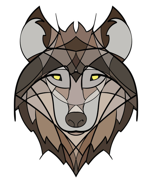 Beautiful wolf tattoo.Vector wolf's head as a design element on isolated background  - Vector, Image