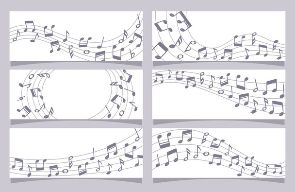 Stave con la colección de banners de notas musicales. Ilustración vectorial
. - Vector, imagen