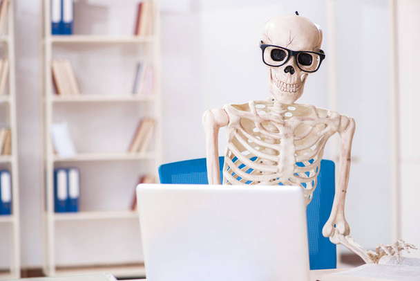 Hombre de negocios esqueleto que trabaja en la oficina - Foto, imagen