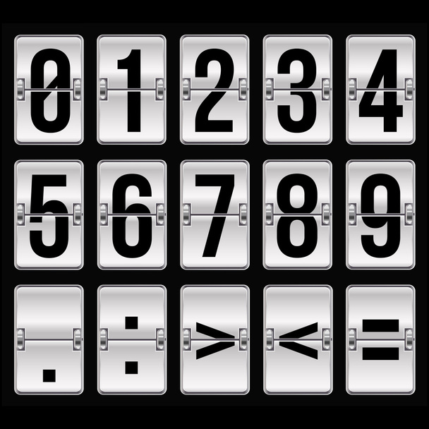 silver timetable numbers on black - Вектор,изображение